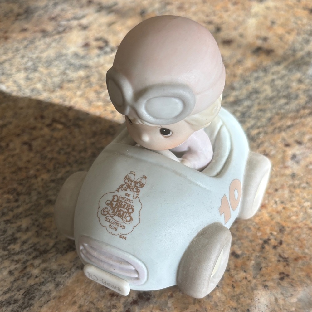 Precious Moments Light Blue Racing Car